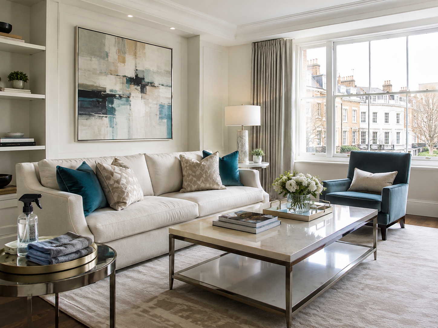 Clean London living room after domestic cleaning